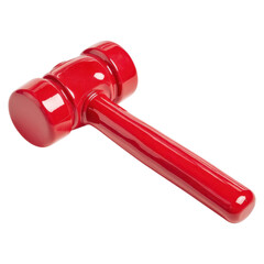 Bright Red Plastic Toy Hammer with Glossy Finish and Smooth Handle
