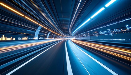 Futuristic tunnel with motion blur