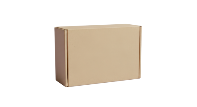 A plain cardboard box isolated on transparent background