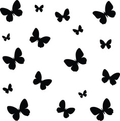 Fototapeta premium Black Butterfly Silhouette Pattern on White Background Simple Elegant Design for Creative Projects