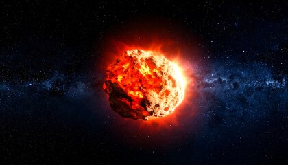 Fiery celestial body in space