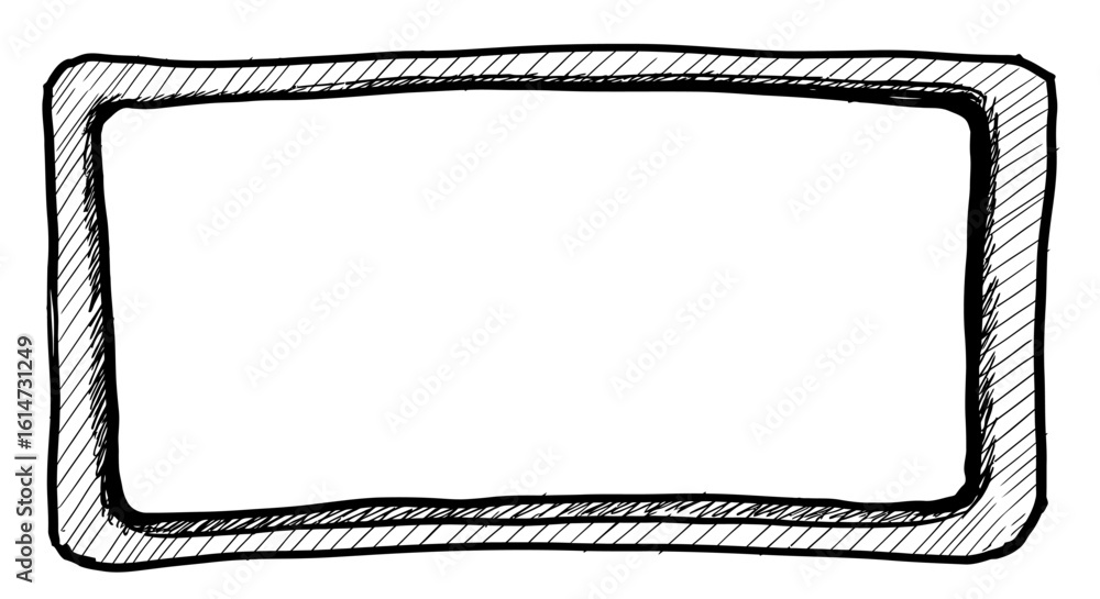 Aufkleber hand-drawn rectangular frame with hatching and black outline