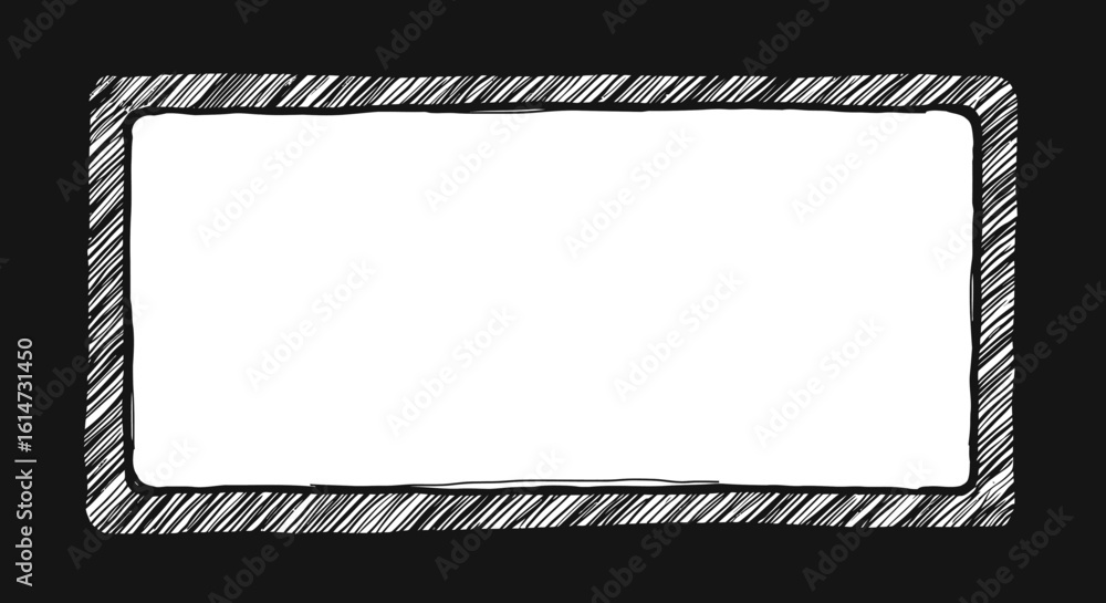 Poster hand-drawn rectangular frame with diagonal lines and white space