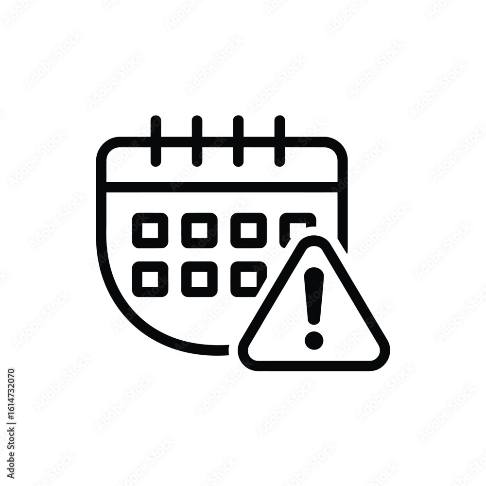 Poster calendar with exclamation point icon representing deadline or important date