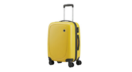 Fototapeta premium Yellow hardshell suitcase with telescopic handle isolated on transparent background