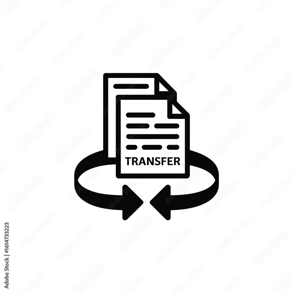Poster file transfer icon with arrows data migration and exchange concept
