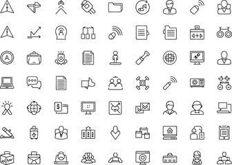 Modern Minimalist Line Icons: Business, Technology, and Communication Symbols Set
