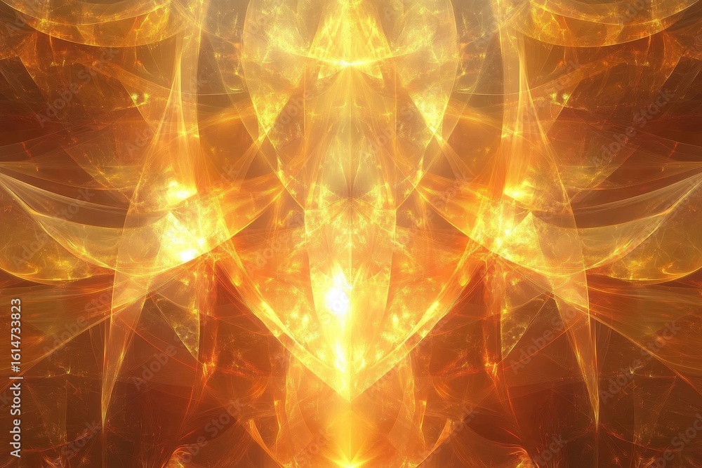 Poster intricate warm amber abstract fractal pattern capturing radiant light and deep textures, warm amber 