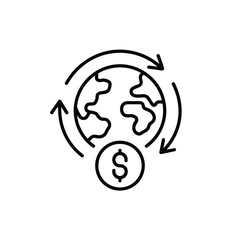 Global economy and financial circulation concept in line art style