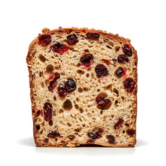 Slice of Cranberry-Embedded Bread on White Background