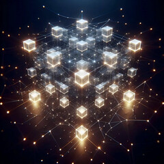 A blockchain network visualization, Ai generated image