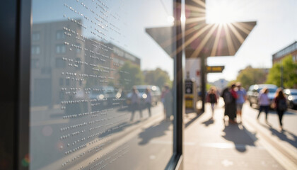 Braille information board promoting accessibility at urban transit station