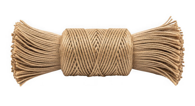 Roll of natural jute twine string isolated on transparent background