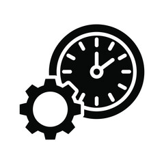 Clock and Gear Icon Symbolizing Time Management and Productivity