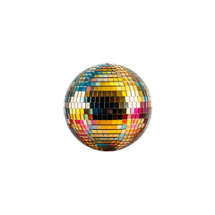 Obraz premium Shiny silver disco ball with shiny reflective glass discs, perfect for parties, clubs on a white background