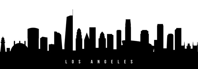 Vector silhouette illustration of Los Angeles City urban skyline. Modern minimalist cityscape graphic, perfect for travel, banners or backgrounds.