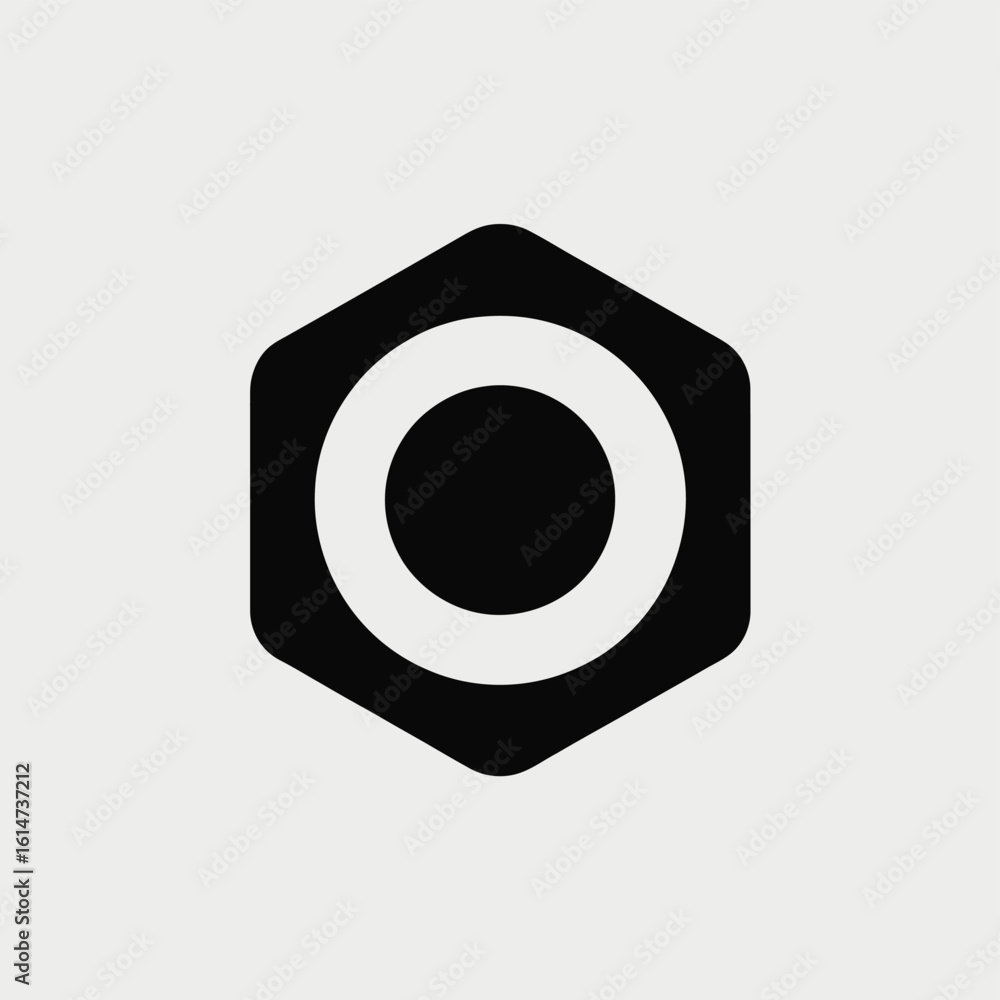 Poster abstract hexagon with circle inside in black and white design