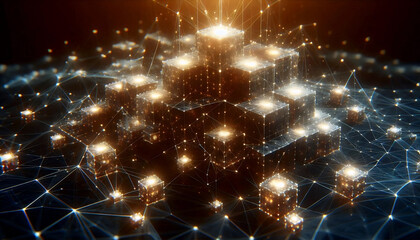 A blockchain network visualization, Ai generated image