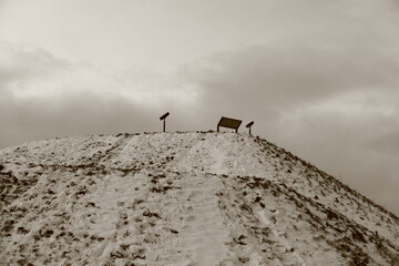 the top of the Zubr Bastion with tourist telescopes and an information board in the Lower Town of...