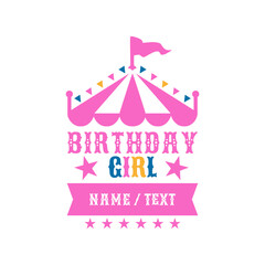 Pink Birthday Girl Circus Tent with Customizable Name