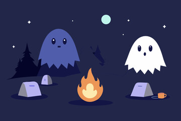 haunted campsite ghost campers floating