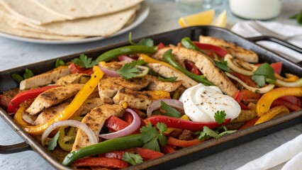 Sheet Pan Chicken Fajitas with Colorful Peppers and Onions