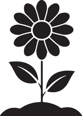 Simple Black and White Daisy Illustration A Charming Depiction of Nature's Beauty with Delicate Petals and Lush Leaves