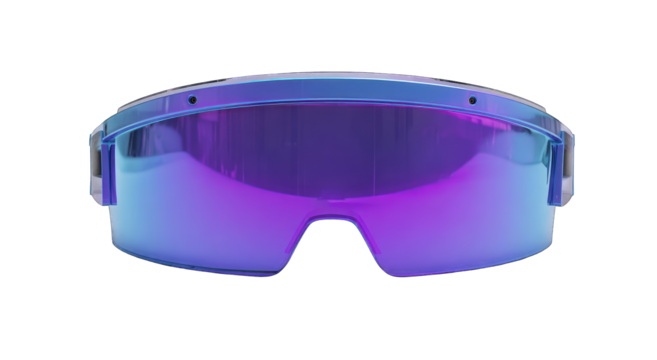 Purple ski goggles, futuristic style