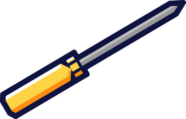 Isolated vector illustration of a flat-tip screwdriver. Essential hand tool for workshop, maintenance, and do-it-yourself tasks.