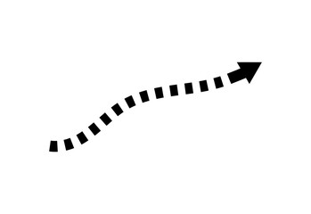 Black Dashed Arrow Path Line Pointing Right Directional Vector Symbol