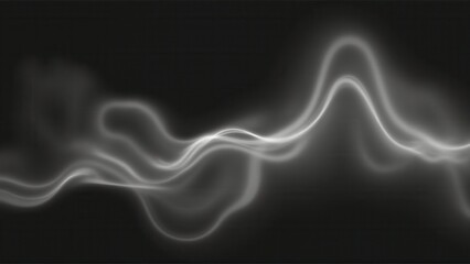 Abstract monochrome depiction showcases glowing fluid waves dancing elegantly in the darkness.