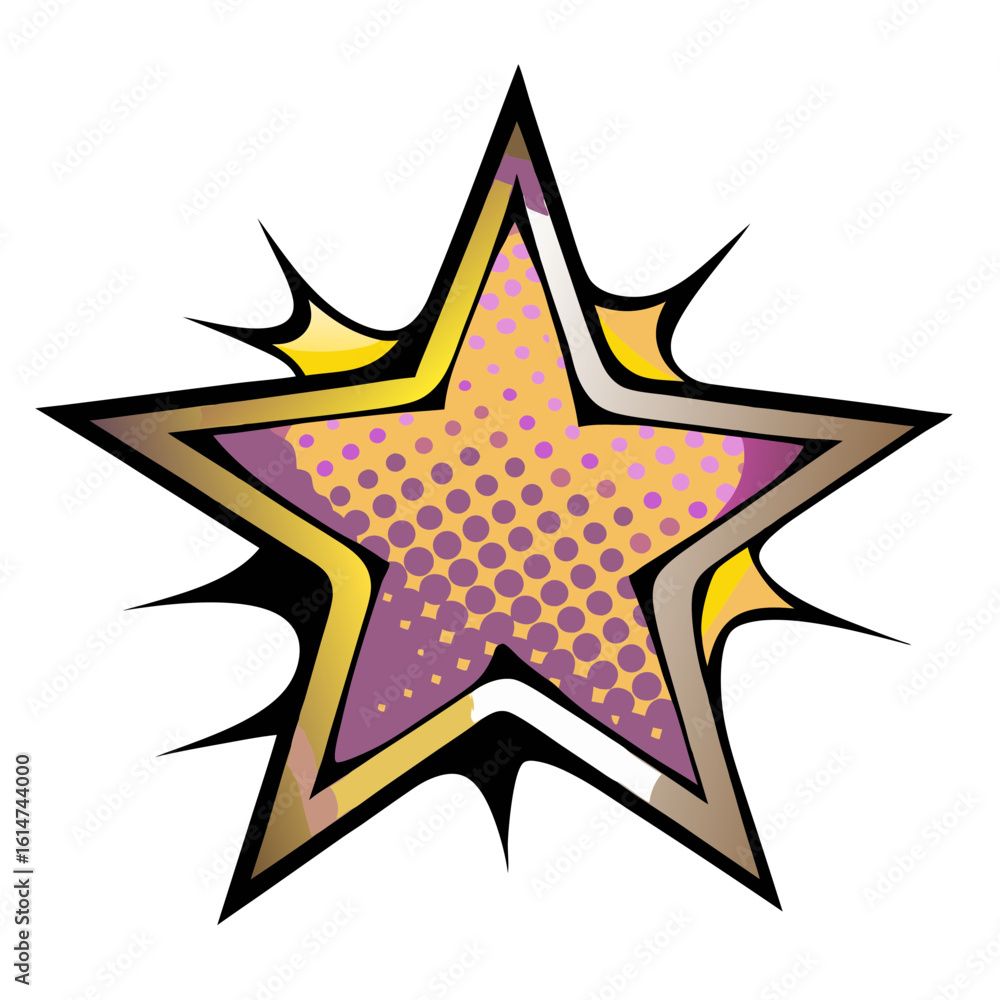 Aufkleber isolated vector image of colorful star design in pop art style with comic book elements on transpare