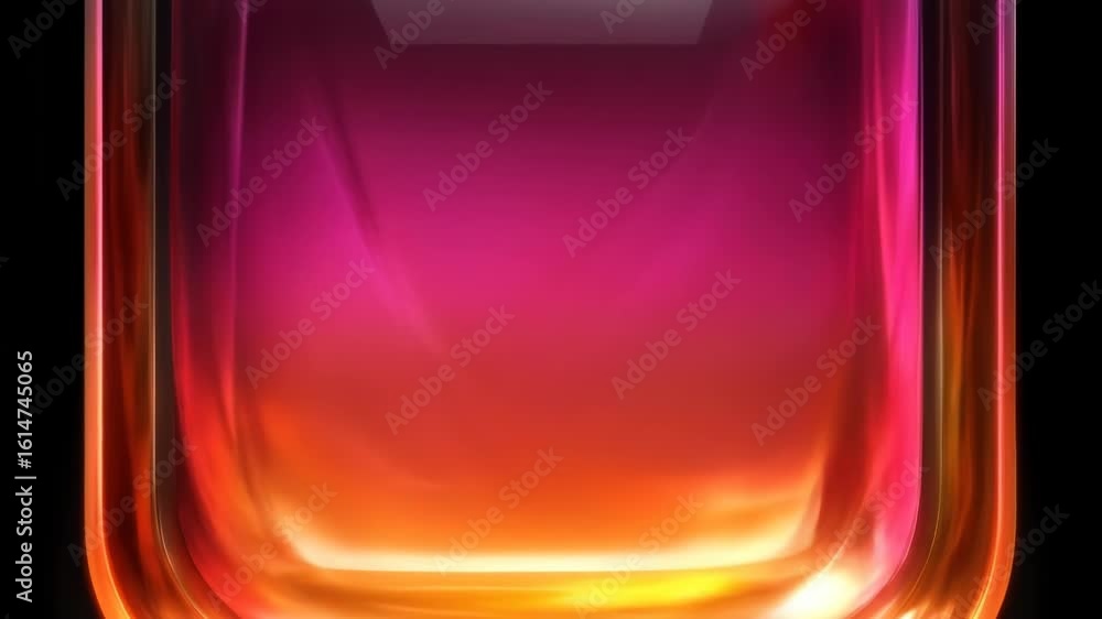 Poster abstract glass container filled with a vibrant gradient of colors and dynamic effects