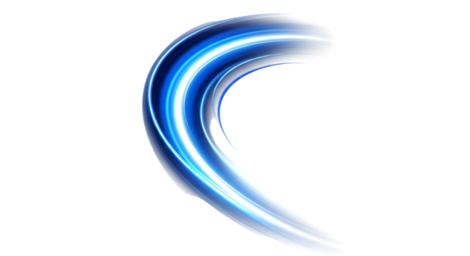 PNG curved motion streak with blue trail and glowing line across the dark road, as the laser beam breaks into light and a bright tail forms the main moving line PNG.