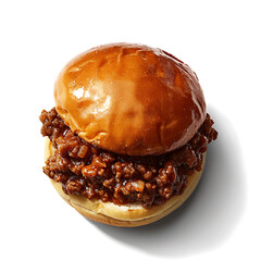 Sloppy Joe Sandwich with Shredded Meat and Glazed Bun
