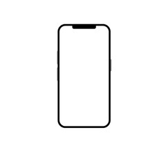 Smartphone with a blank screen on a white background. Smartphone mockup closeup isolated on white background.
