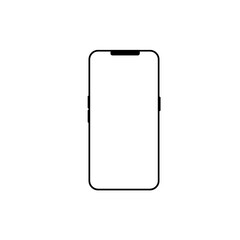 Smartphone with a blank screen on a white background. Smartphone mockup closeup isolated on white background