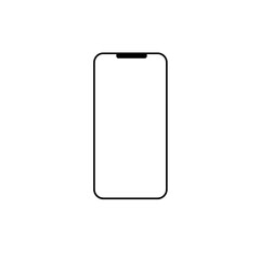 Smartphone with a blank screen on a white background. Smartphone mockup closeup isolated on white background.