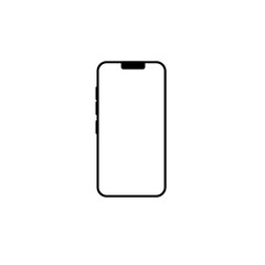 Smartphone with a blank screen on a white background. Smartphone mockup closeup isolated on white background.