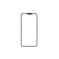 Smartphone with a blank screen on a white background. Smartphone mockup closeup isolated on white background.