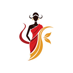 Women's fashion design logo with saree vector 