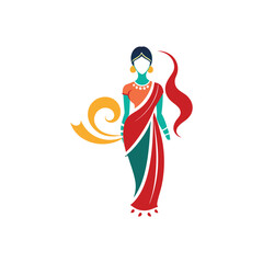 Women's fashion design logo with saree vector 