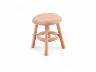 Wooden Stool with Three Legs and a Circular Support