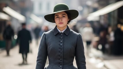 Victorian Era Woman in Historic European Market