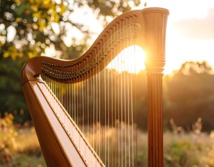 Harp in golden light