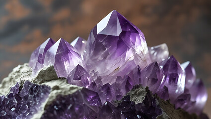 Closeup of a vibrant amethyst crystals int ai genrative