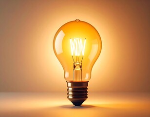 Illuminated lightbulb, warm glow