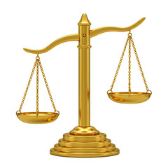 A gleaming golden balance scale symbolizes fairness justice and the weighing of decisions against each other representing legal concepts.