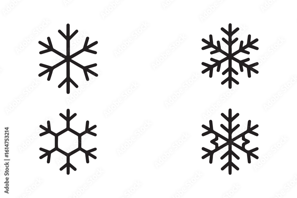 Wall mural set of snow lines icon. christmas snowflake icons isolated. snowflake icon outline style. set of sno
