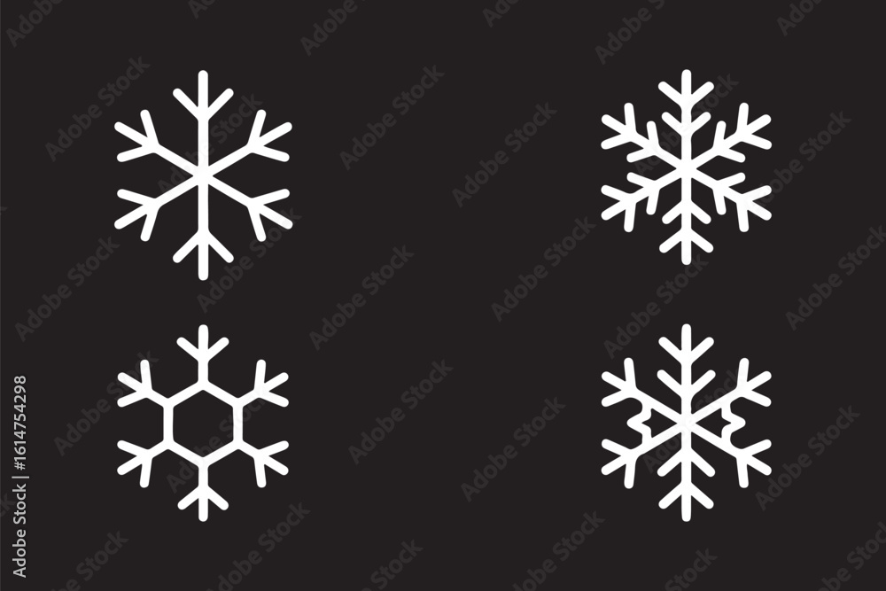 Wall mural set of snow lines icon. christmas snowflake icons isolated. snowflake icon outline style. set of sno
